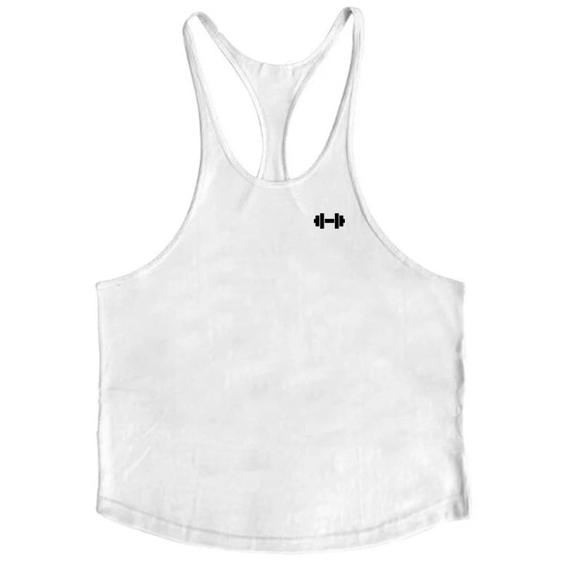 Gym Fitness Bodybuilding Muscle Tank Tops Summer Cotton Breathable Sleeveless Y-back T-shirt Mens Sport Workout Muscle Vests