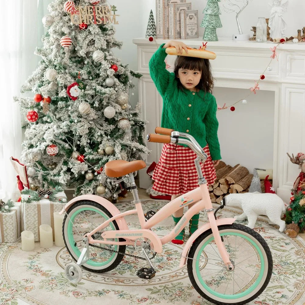 Children's Beach Cruiser Bicycle, Suitable for Ages 5-13, Available in 16, 18, 20, 24 Inch Sizes with Single Speed and Coaster B