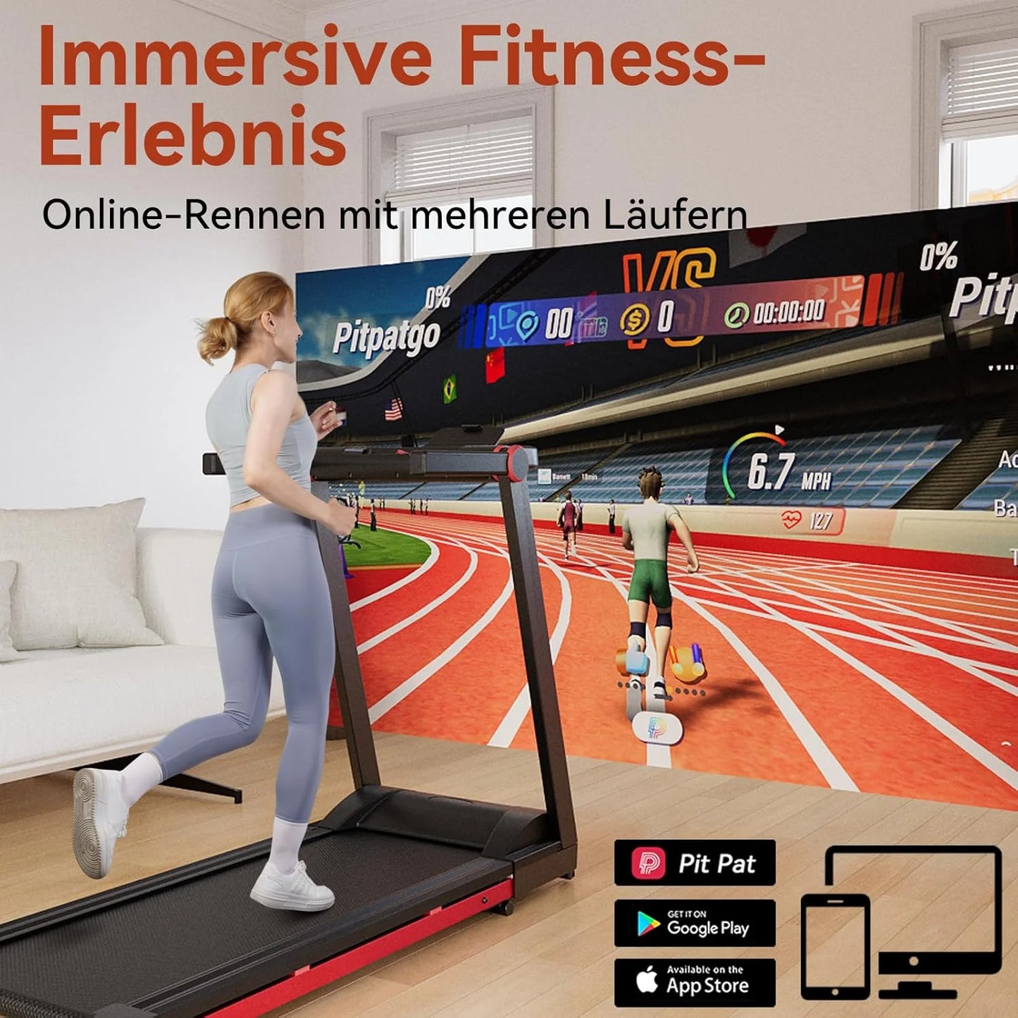 Driving Foldable Treadmill with Six Percent Incline LCD App