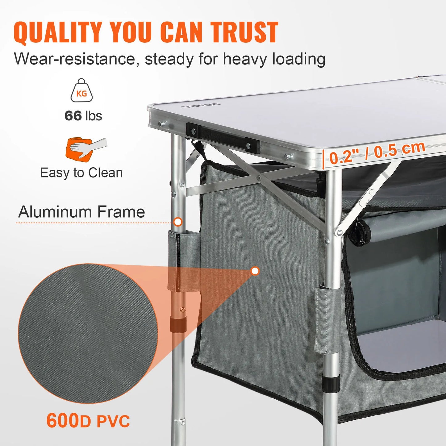 VEVOR Camping Kitchen Table Quick Set Up Folding MDF Table