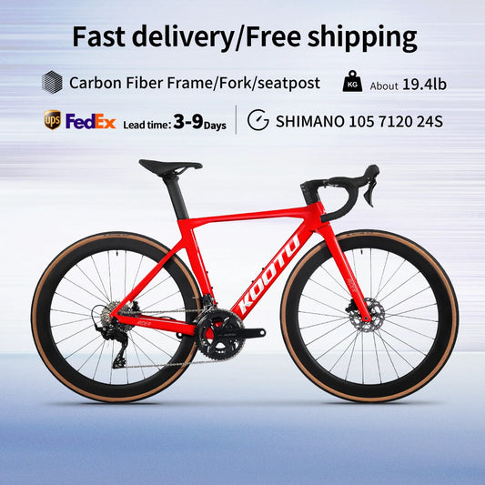 KOOTU Full Carbon Fiber Road Bicycle Pure Oil Disc Brake Ultra-Light With SHIMANO R7120 24-Speed Components Adult Bicycle