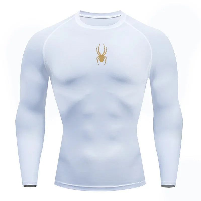 Mens Long Sleeve Spider Fitness Dry Fit T Shirt Compression
