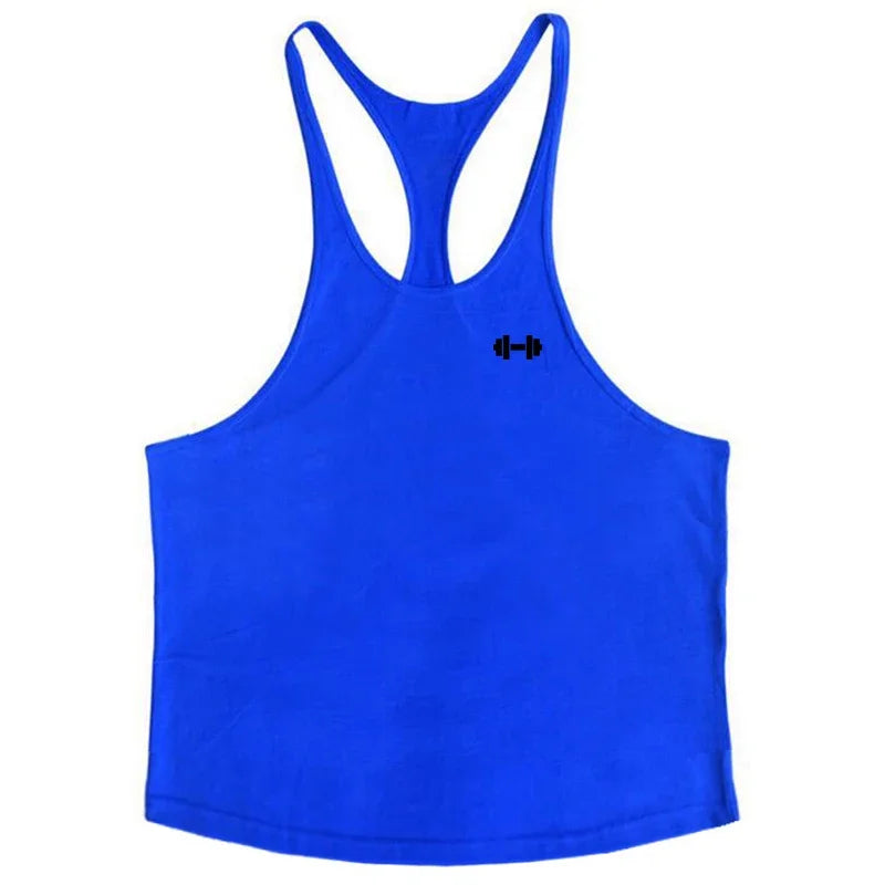 Gym Fitness Bodybuilding Muscle Tank Tops Summer Cotton Breathable Sleeveless Y-back T-shirt Mens Sport Workout Muscle Vests