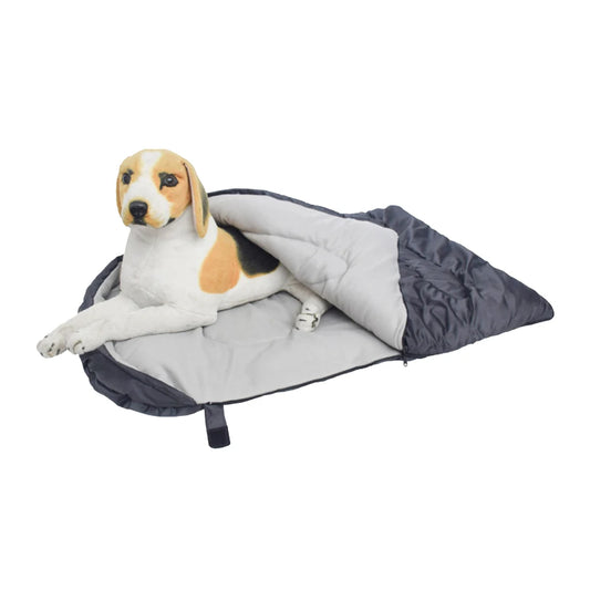 Fleece Camping Dog Bed Winter Warm Sleeping Bag for Dogs Waterproof Pet Bed Cushion Washable Zipper for Outdoor Camp Hiking