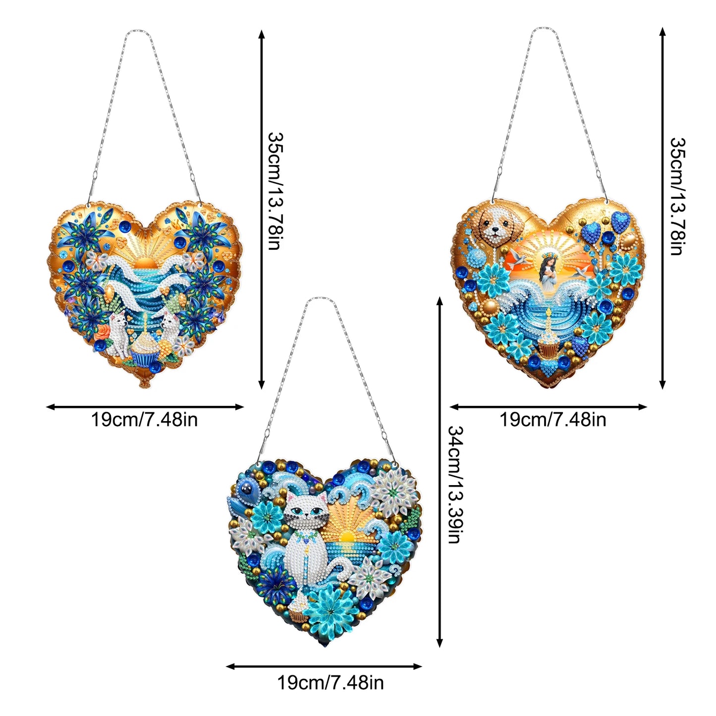 Sunrise Peacock Girl 5D DIY Diamond Painting Dots Pendant DIY Diamond Art Pendant Kit Diamond Painting Ornaments for Wall Window