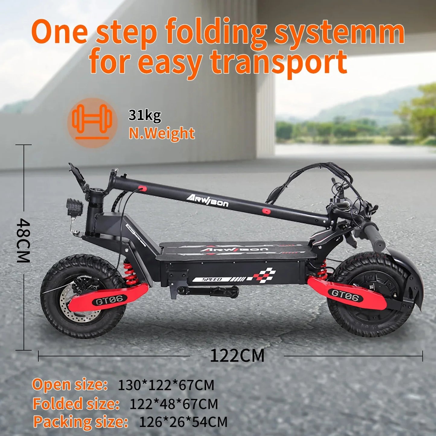 HEZZO GT06 Electric Scooter 1200W Dual Braking Suspension