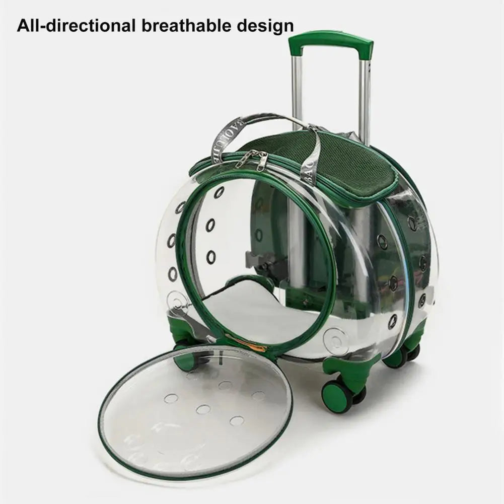Pet Trolley Case Clear Ventilation Holes Silent Wheels Convenient Portable Cats Dogs Backpack for Travel