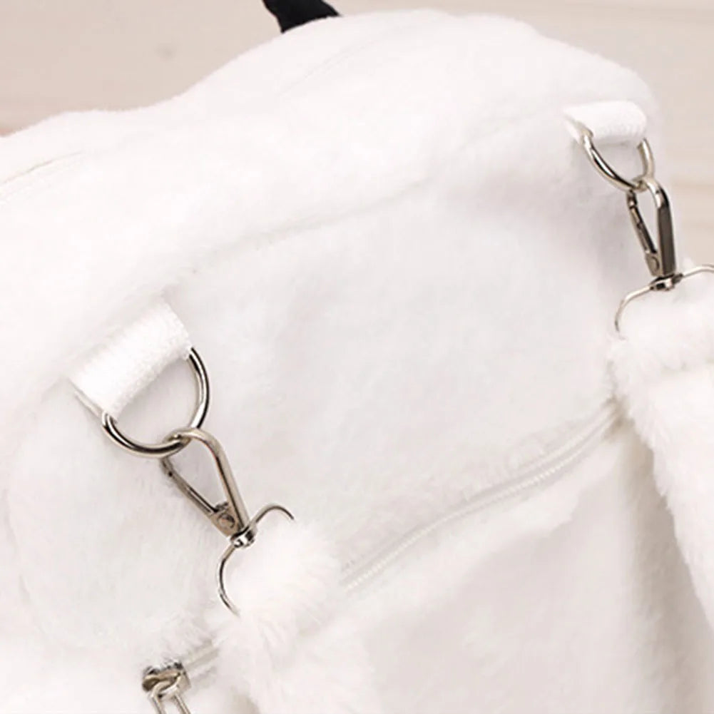 Cute Cat Paw Plush Backpack With Adjustable Straps Cartoon School Bag For Women And Girls