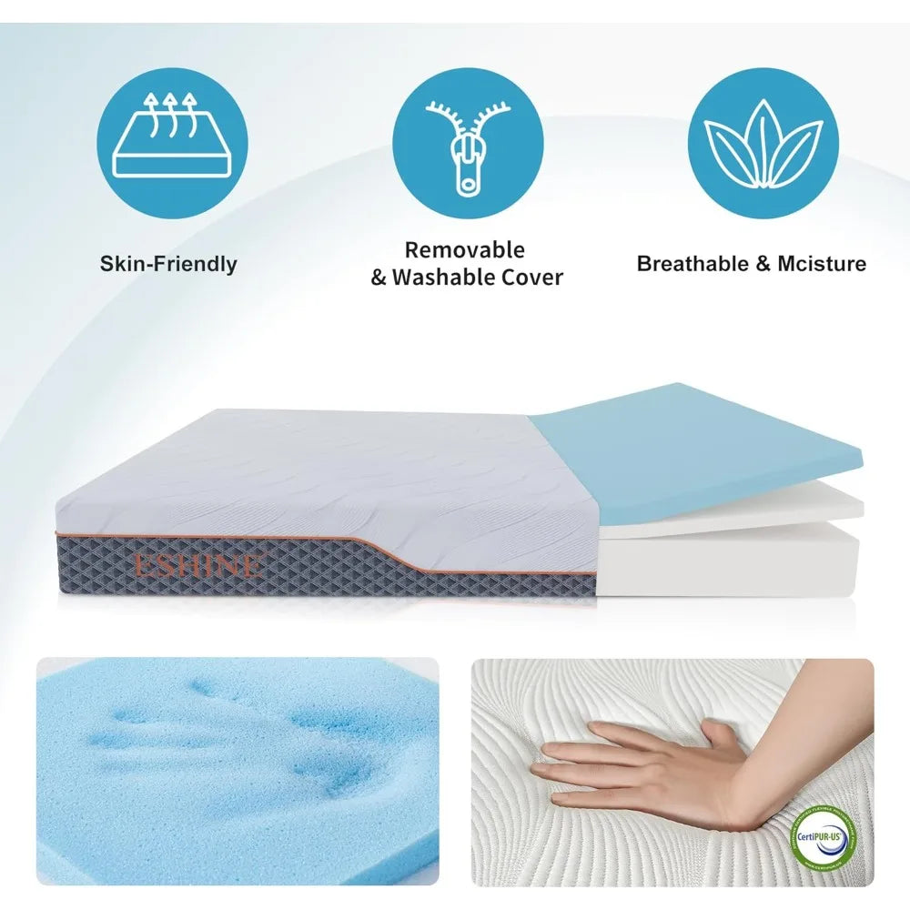 RV Mattress - 10" Memory Foam RV Mattress, Shock-Absorbing and Pressure-Relieving, for RVs, Campers & Trailers