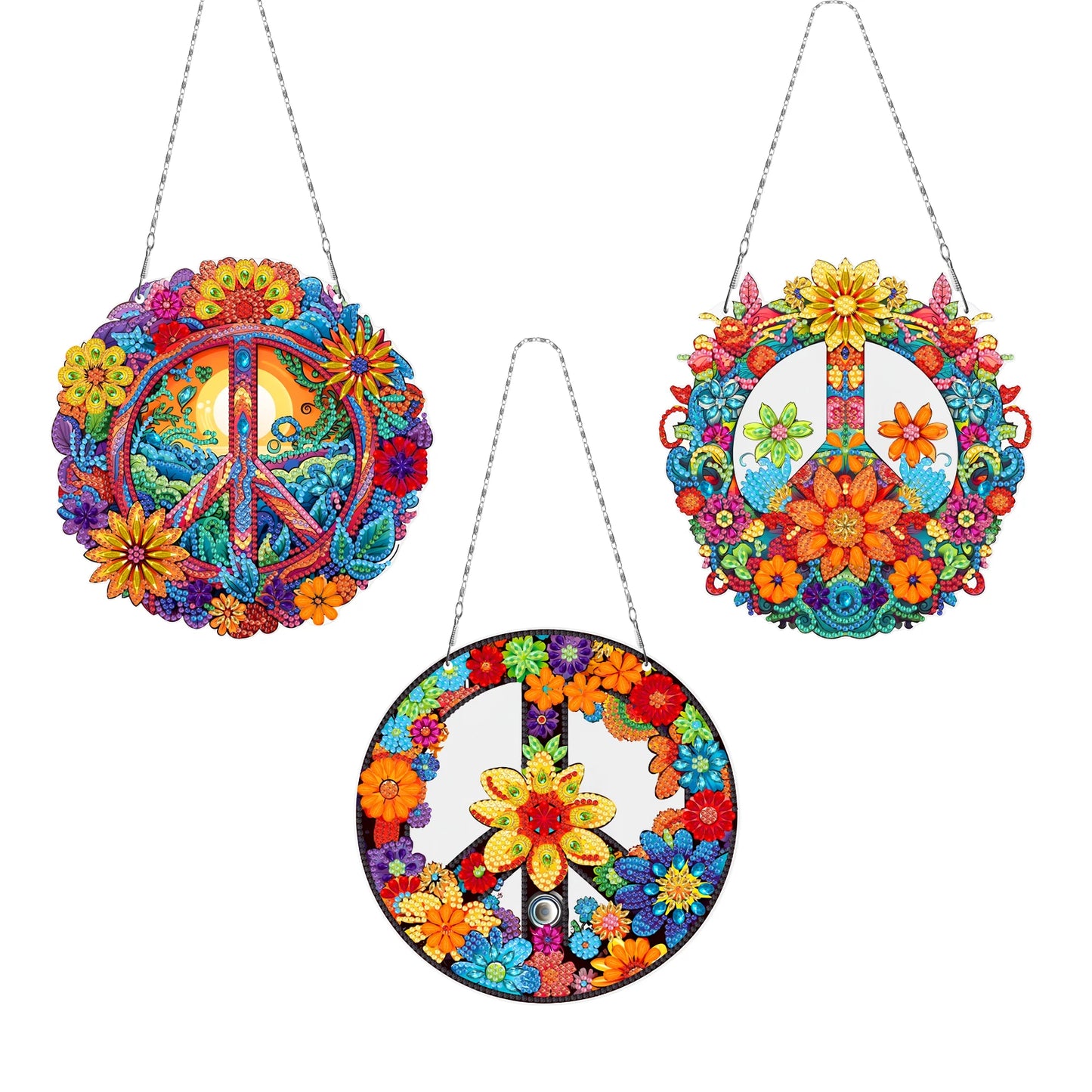 Sunrise Peacock Girl 5D DIY Diamond Painting Dots Pendant DIY Diamond Art Pendant Kit Diamond Painting Ornaments for Wall Window