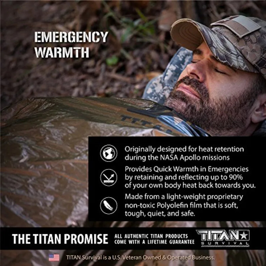 TITANSurvival Emergency Sleeping Bags for Survival 36 x 78 90 Heat Retention 41 Thicker Waterproof Durable Survival Sleeping Ba