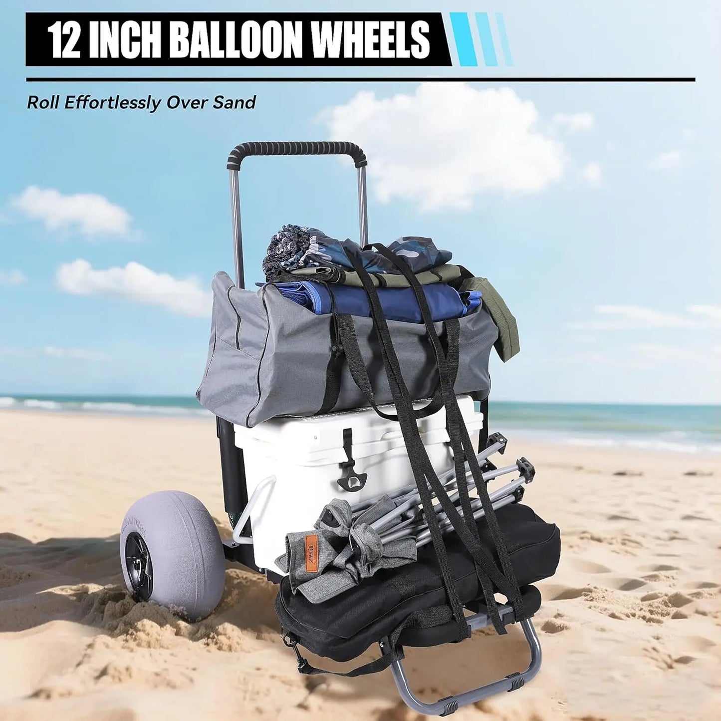 Tourfun Beach Dolly Cart Foldable Trolley With Wheels