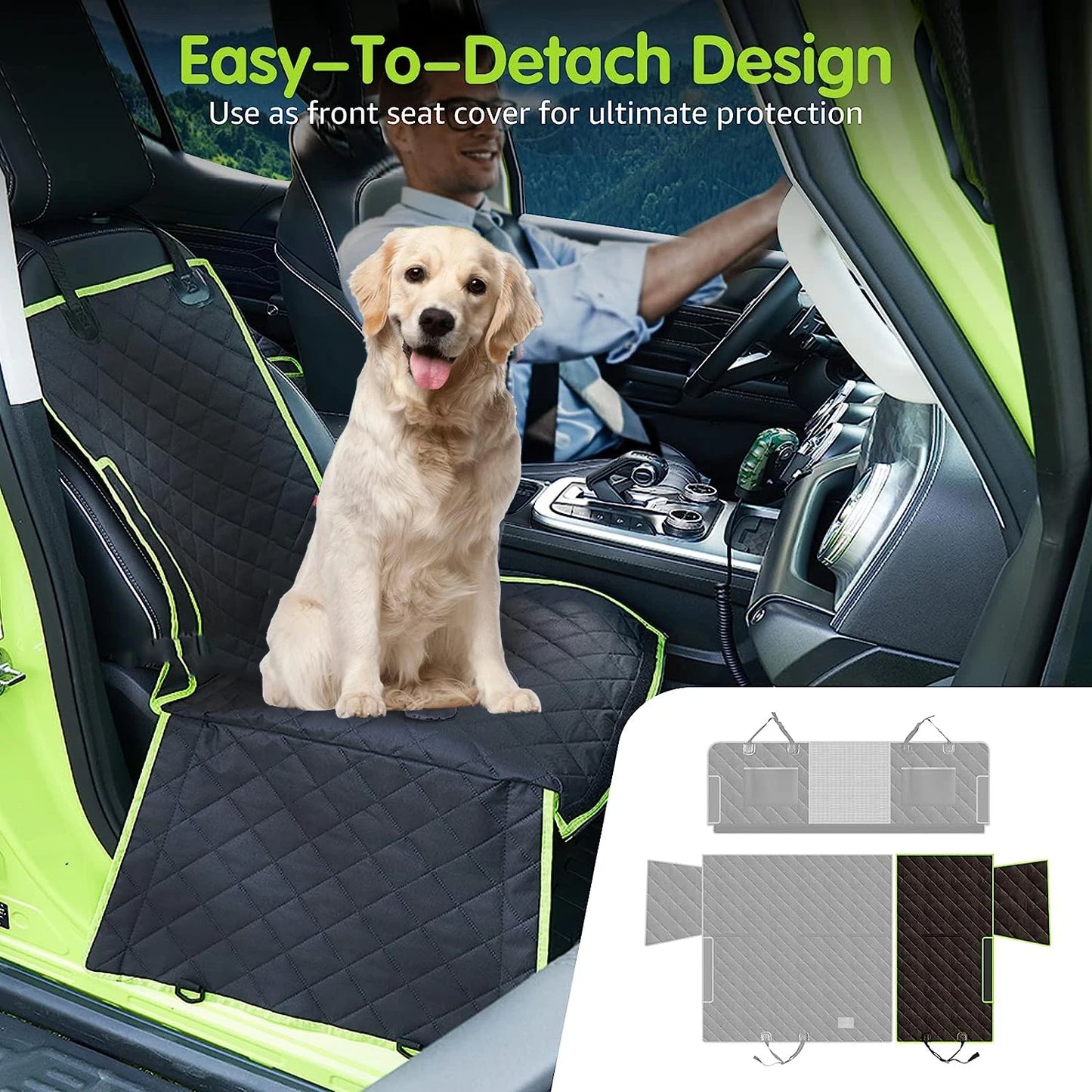 6 In 1 Pet Rear Seat Car Cushion For Dogs Machine Washable Waterproof And Stain Resistant Travel Accessory
