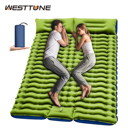 WEST TUNE Double Sleeping Pad With Built In Foot Pump