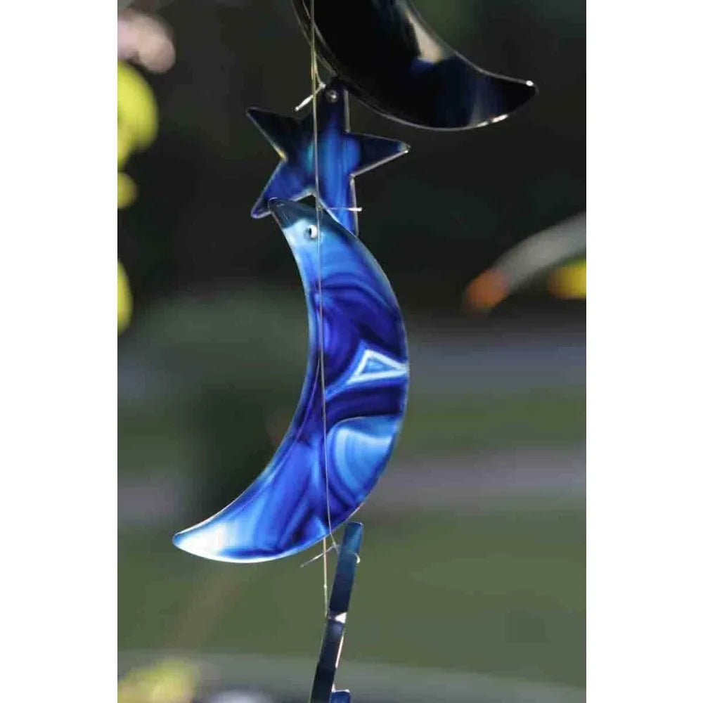 NOVICA Dyed Blue Agate Moon and Star Wind Chimes, Blue Moon and Stars'
