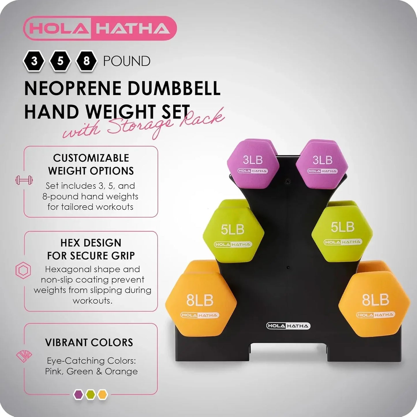 Neoprene Dumbbell Set With Rack For Home Weight Training
