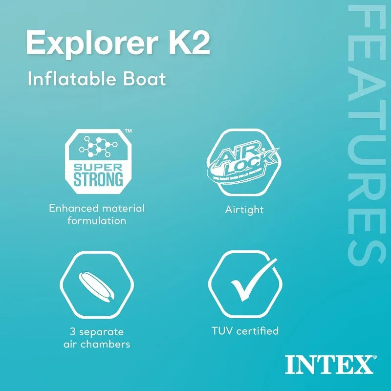 Intex Explorer K2 Inflatable Kayak Set For Two With 86 Inch Kayak Paddles And High Output Pump Removable Skeg 2 Pack