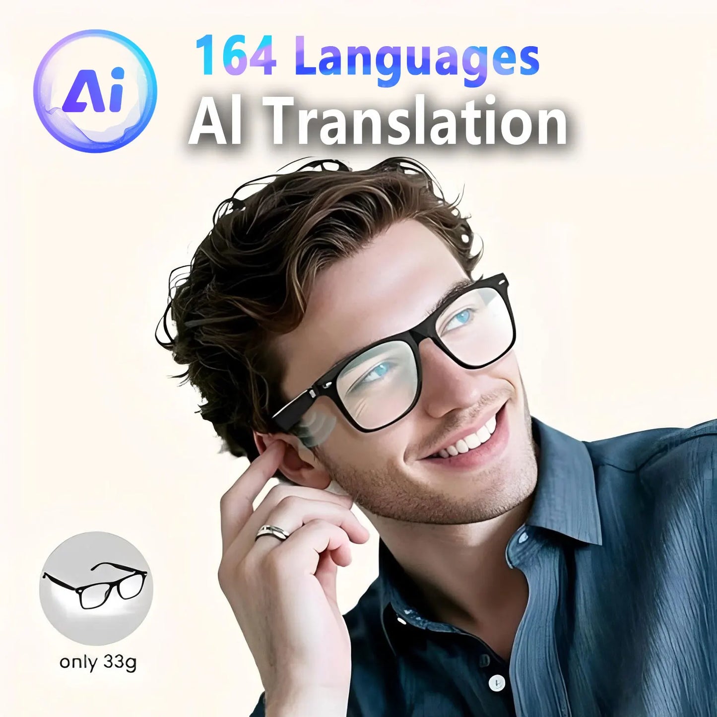Giinova Smart AI Translation Glasses With Anti Blue Light Lenses Real Time Translation 164 Languages Bluetooth