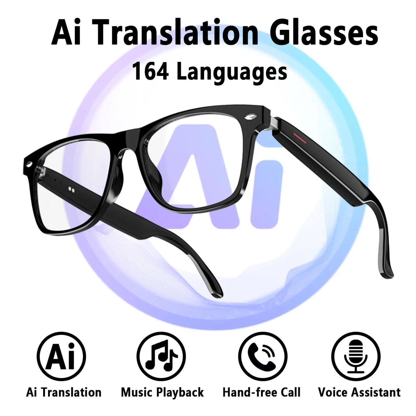 Giinova Smart AI Translation Glasses With Anti Blue Light Lenses Real Time Translation 164 Languages Bluetooth