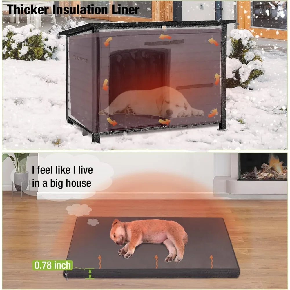 Dog House Insulated Outdoor Kennel With Liner For Winter