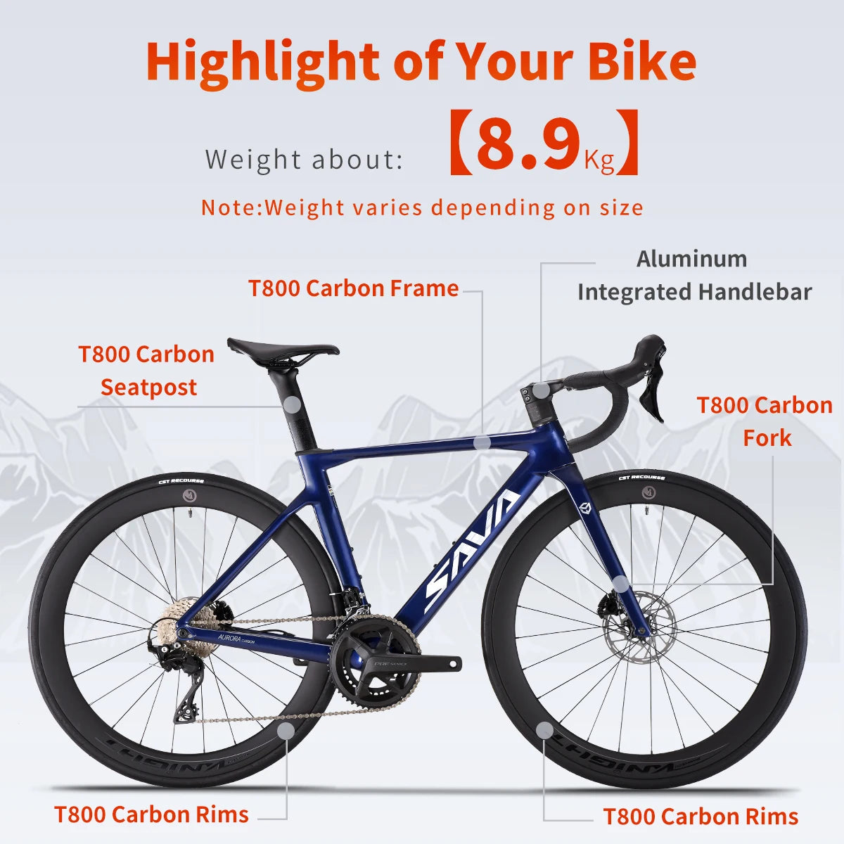 SAVA A7L Pro Carbon Fiber Road Bike, 700C Adult Racing Model, Equipped with Shimano 105 R7120 Groupset, 24-Speed Hydraulic Brake