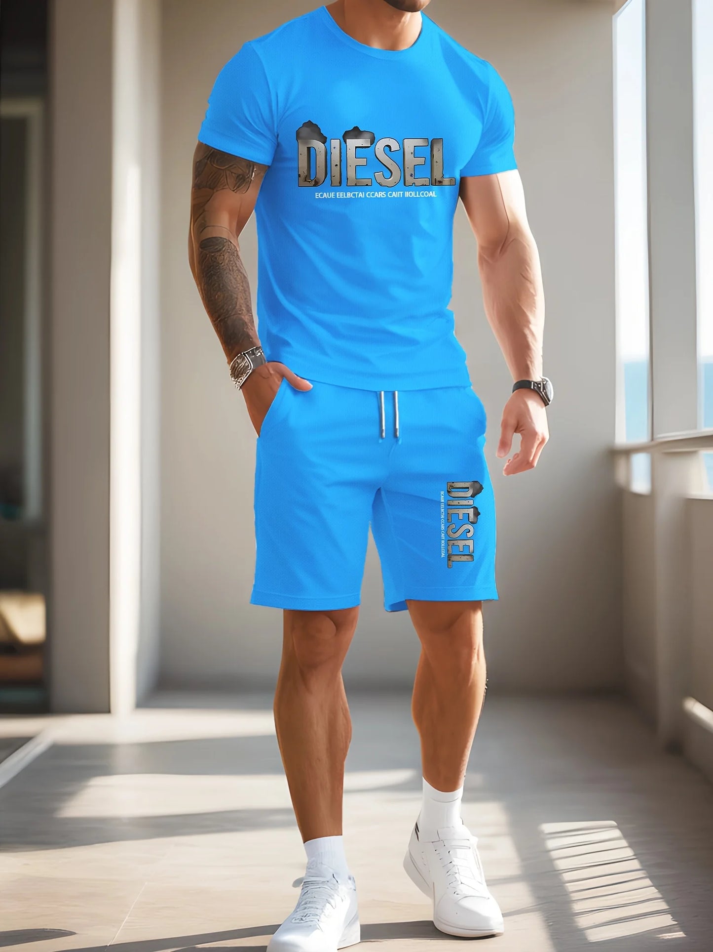Diesel Men T Shirt Set Sports Breathable Quick Drying