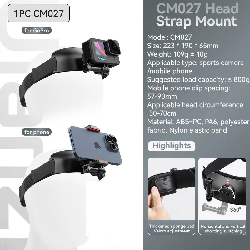 Ulanzi CM027 Chest Head Strap Mount Belt Phone For iPhone 15 14 Gopro insta360 x3 dji osmo Pocket 3 Action Camera Accessories