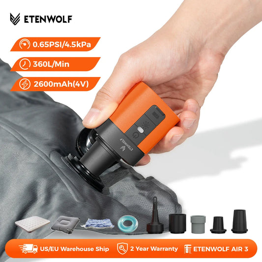 ETENWOLF Air 3 Electric Air Pump 2600mAh Battery Portable Camping Pump for Air Mattresses Sleeping Pads and Pool Floats
