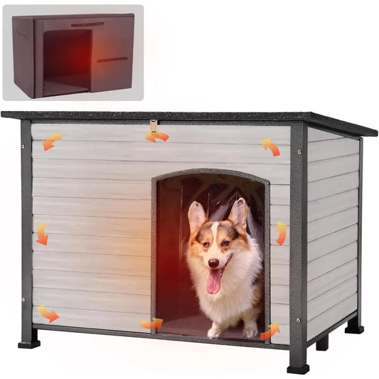 Dog House Insulated Outdoor Kennel With Liner For Winter