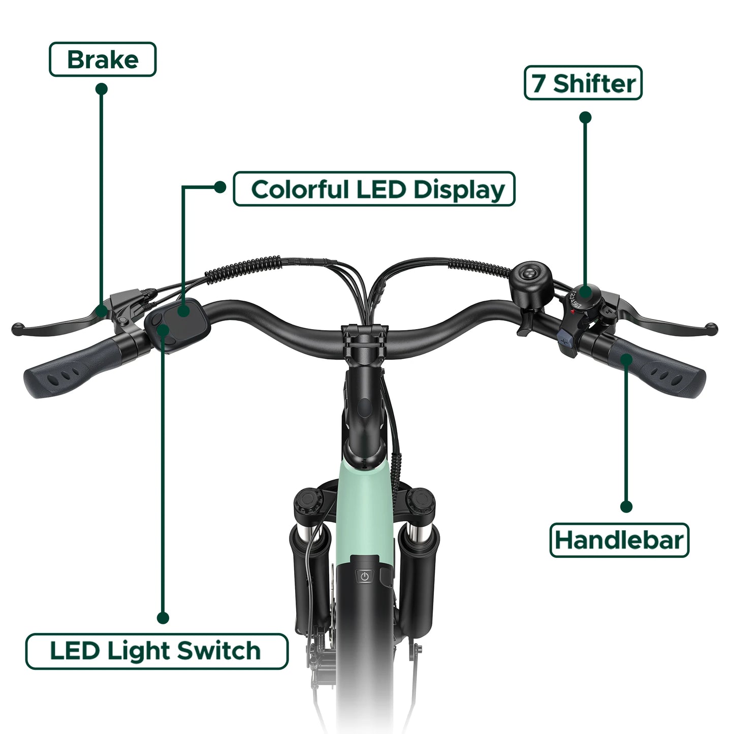 ENGWE HillMiles MileCity 1 26'' Commuter Electric Bicycle 700W Peak Motor 7 Speed Electric Bike for Weekend Travel E-bike, Green