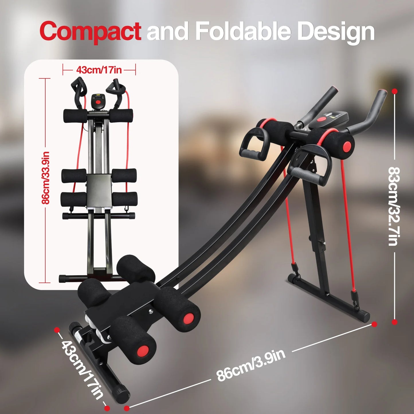 Carton GIKPAL Foldable Ab Machine For Home Gym LCD Display