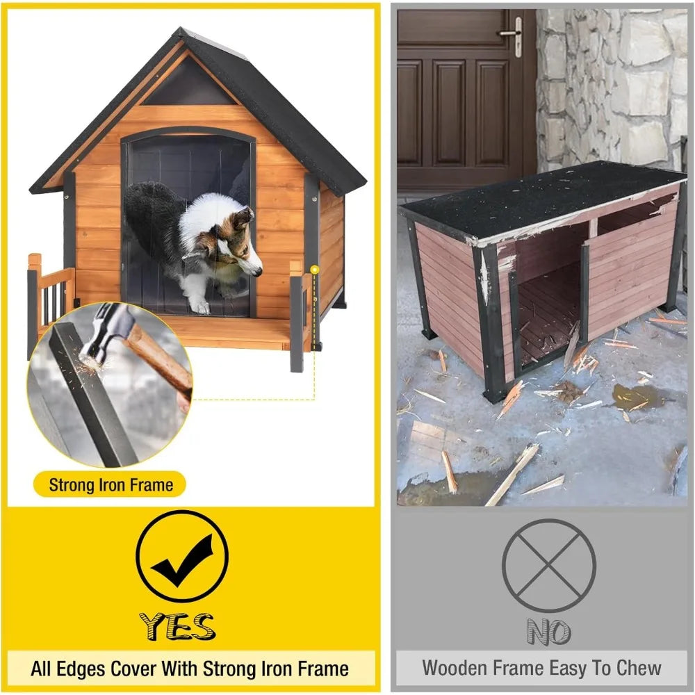Aivituvin Outdoor Dog House With Metal Frame Kennel