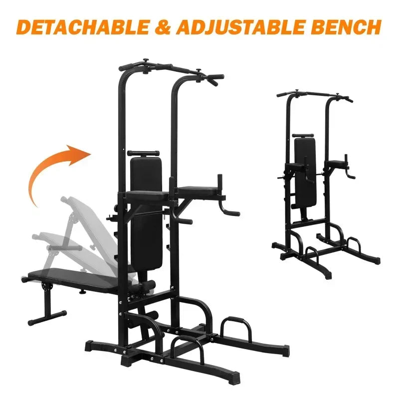 Power Tower Dip Station With Bench And Pull Up Bar Home Gym