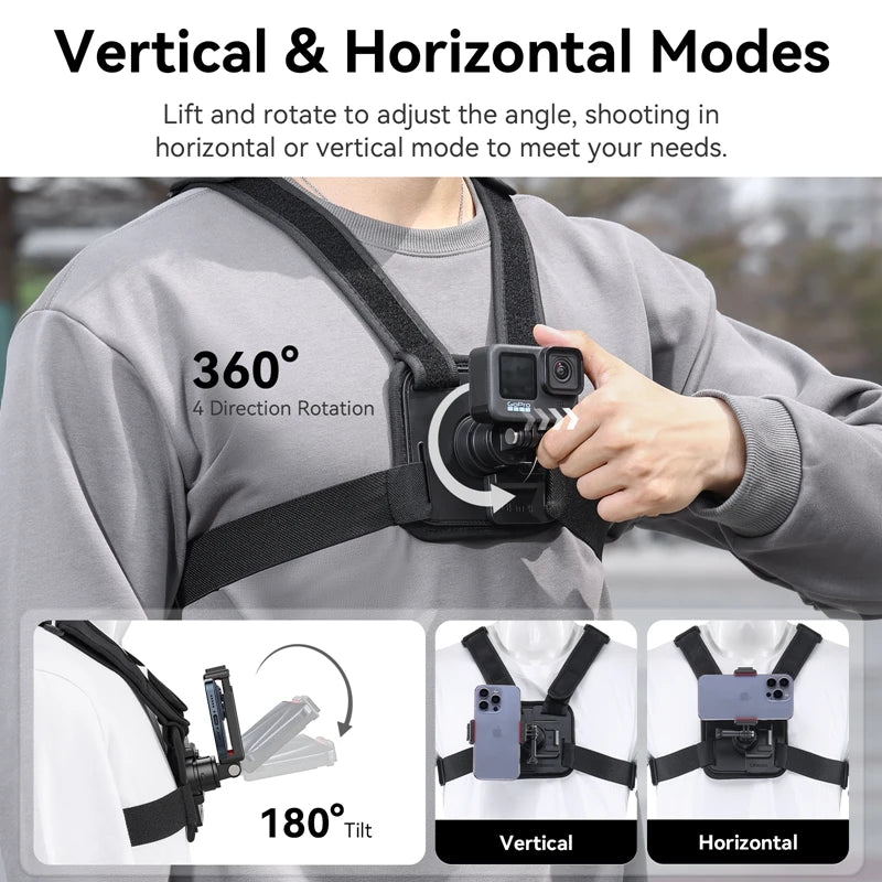 Ulanzi CM027 Chest Head Strap Mount Belt Phone For iPhone 15 14 Gopro insta360 x3 dji osmo Pocket 3 Action Camera Accessories