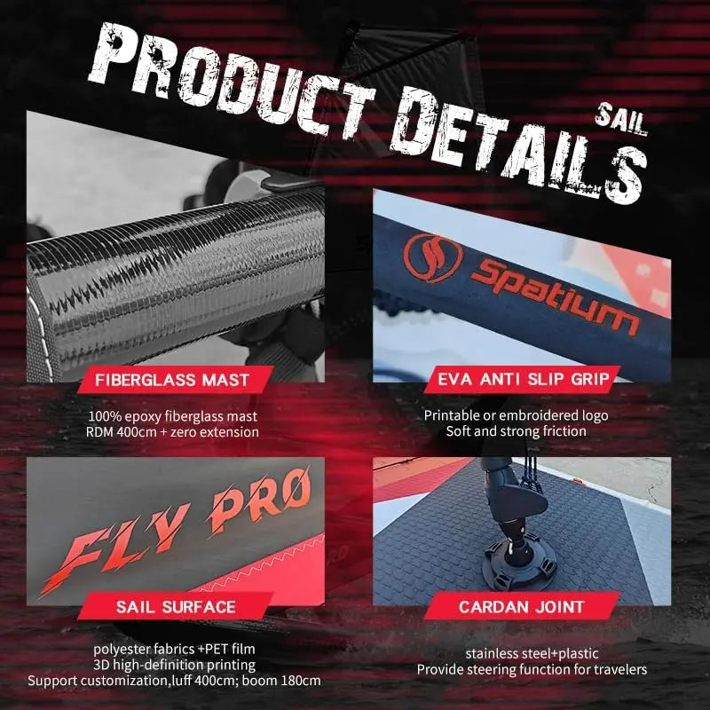 Spatium Inflatable Windsurfing Board and Sail Windsurf Board Sup Windsurf Paddle Board for Adults Windsurf Sail Red