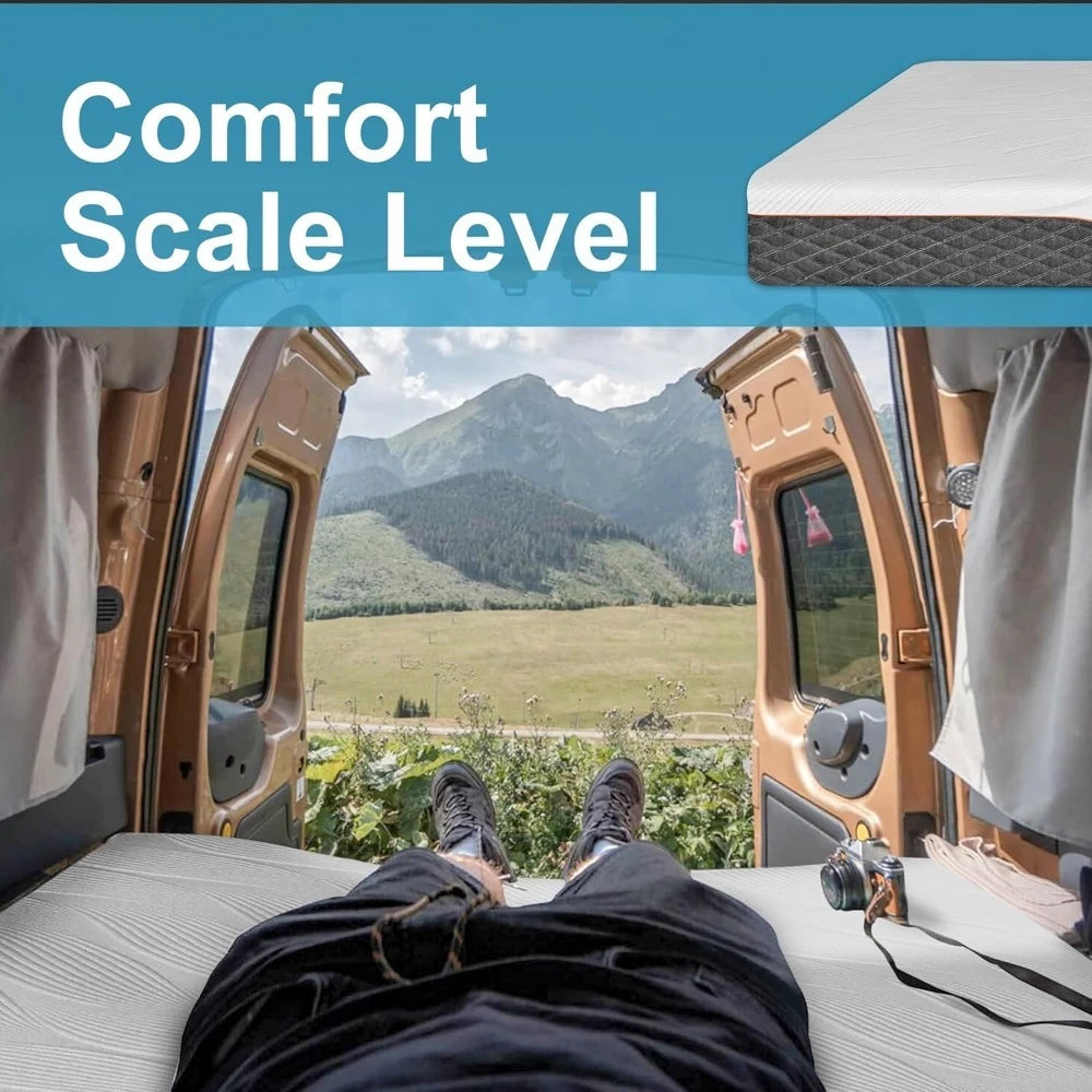 RV Mattress - 10" Memory Foam RV Mattress, Shock-Absorbing and Pressure-Relieving, for RVs, Campers & Trailers