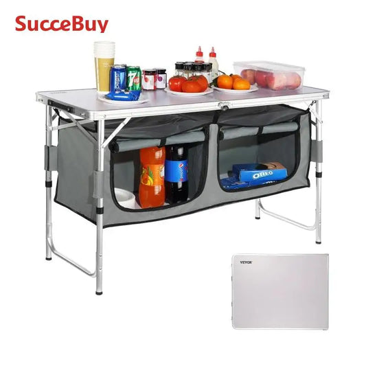 VEVOR Camping Kitchen Table Quick Set Up Folding MDF Table