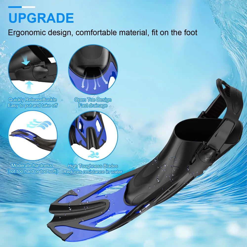 Choice Snorkel Fins Open Heel Adjustable Silicone Swimming Flippers