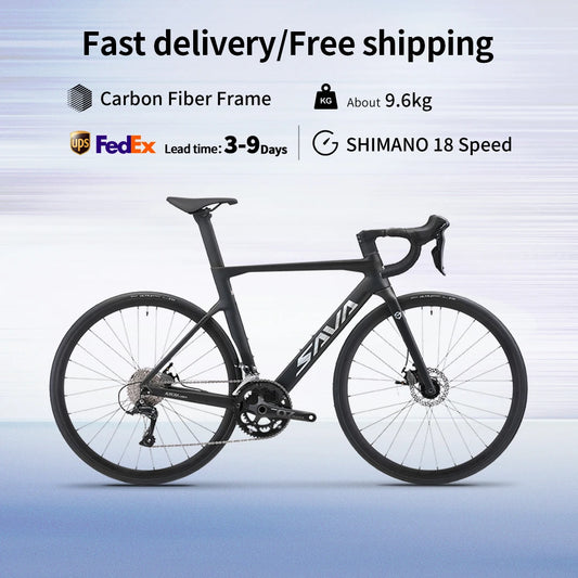 SAVA Carbon Fiber Racing Road Bicycle Carbon Frame Bicycle Integrated Handlebar SHIMANO 18-Speed Adult Competition Bicycle