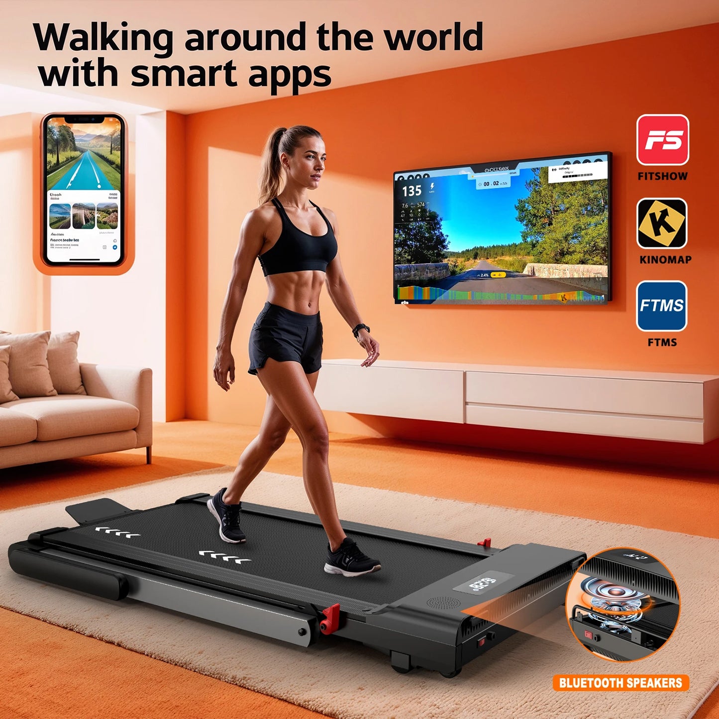 MettleMatic 2-In-1 Treadmill For Home App Compatible