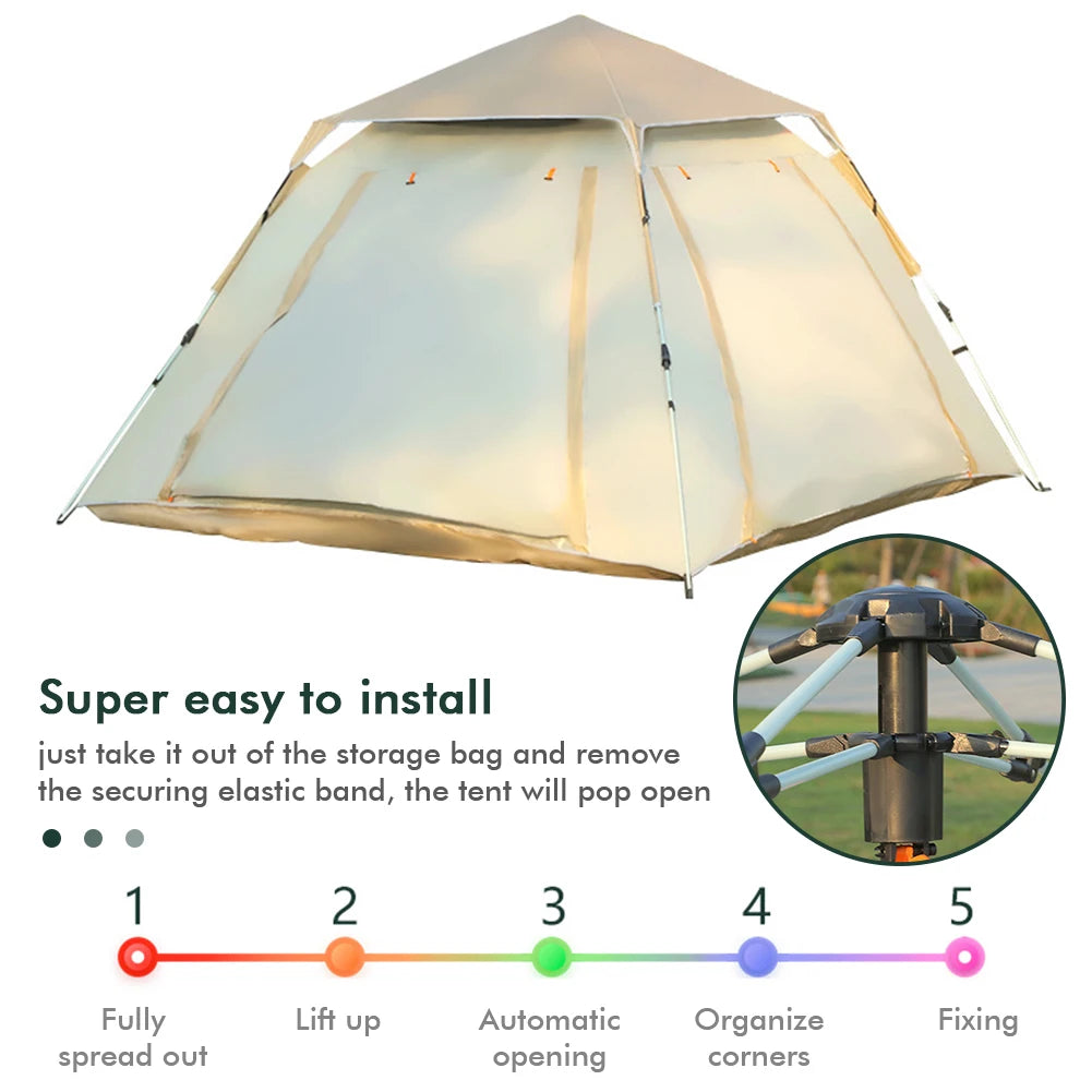 Easy Pop Up Camping Tents Waterproof Two Doors Instant Tent Automatic Quick Opening Backpacking Tent for Family Camping Tent