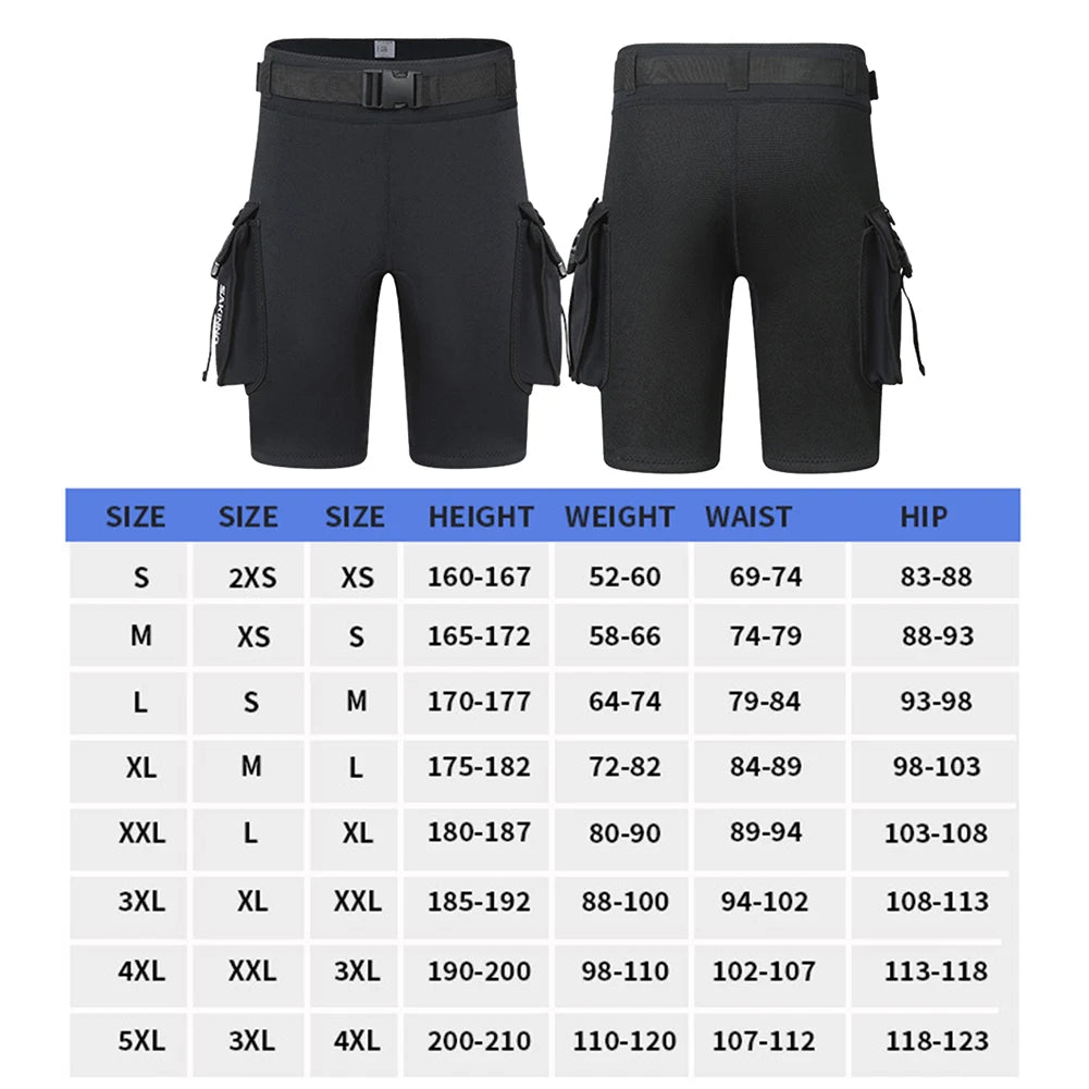 Alloet ThermoFlexibleTechnology Neoprene Wetsuit Shorts With Pockets D Ring Buckle