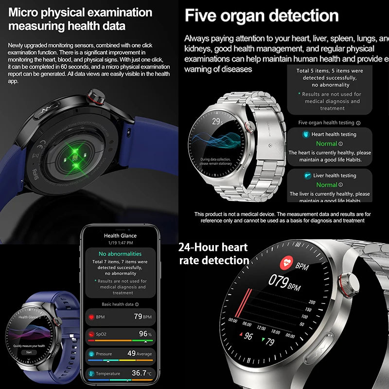 Smartwatch With Blood Oxygen ECG PPG Temperature Bluetooth