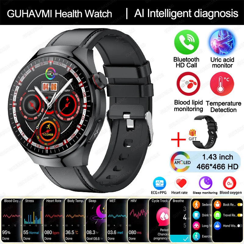 Smartwatch With Blood Oxygen ECG PPG Temperature Bluetooth