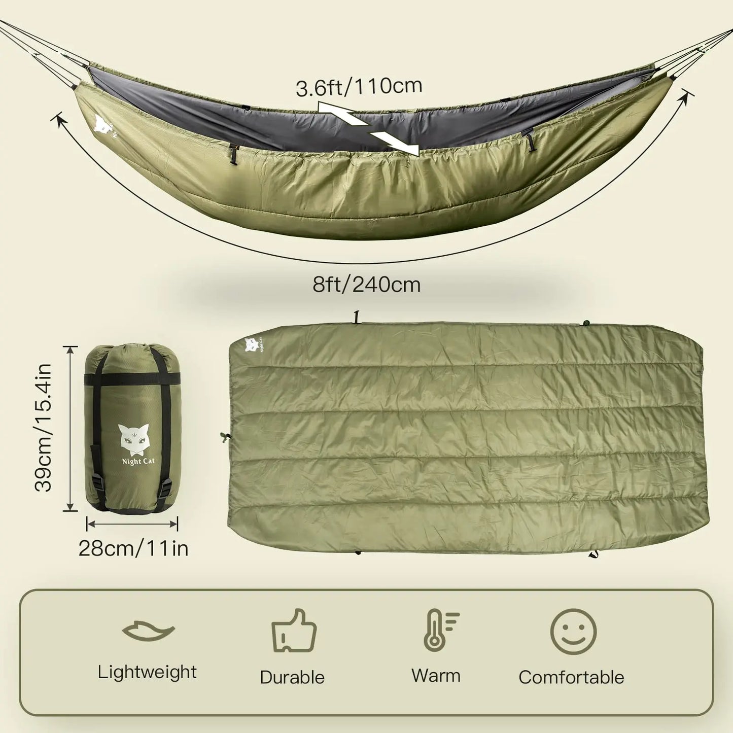 Night Cat Hammock Underquilts Sleeping Bag Insulated 4 Seasons Lightweight Warm Outdoor Gear