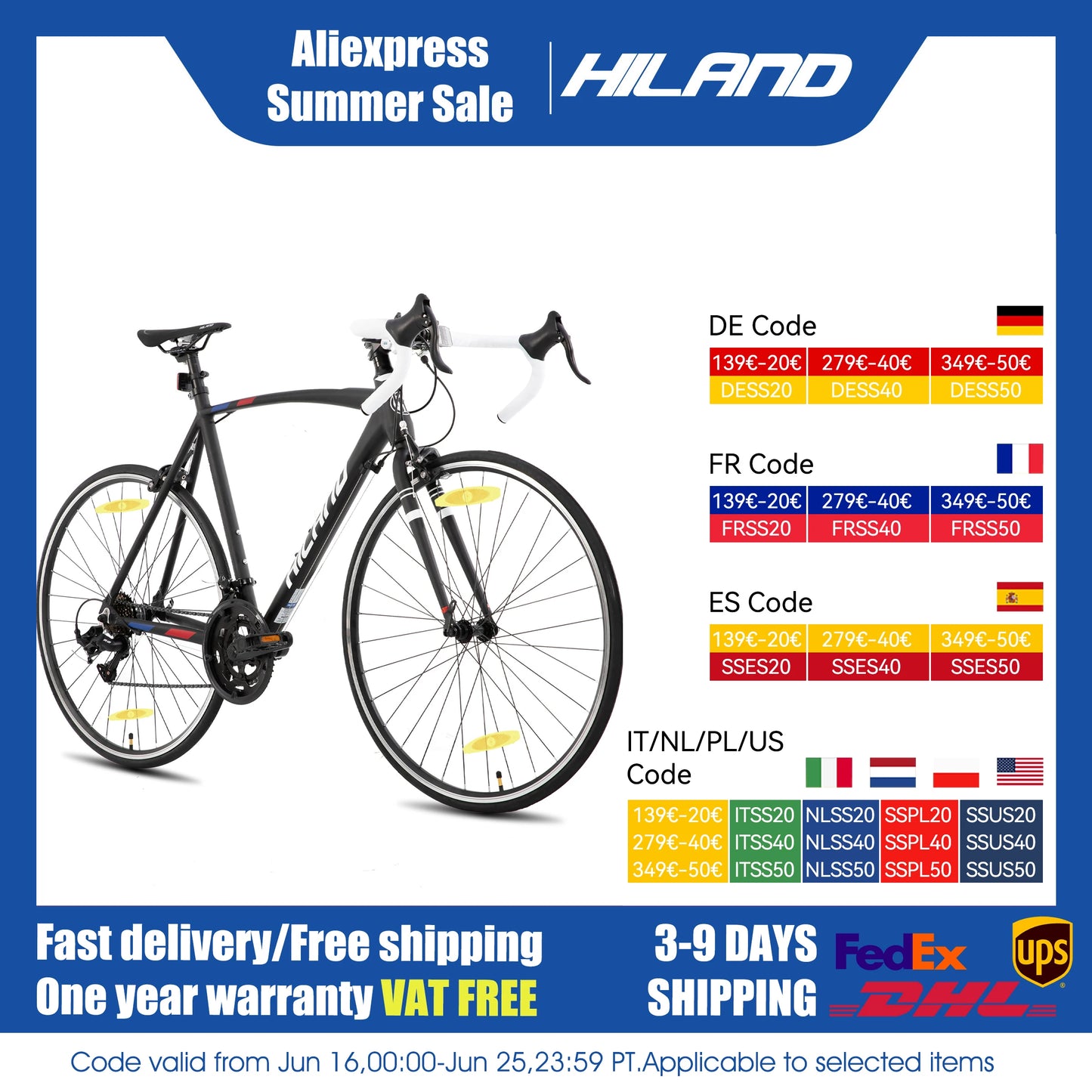 Hiland 700c road bike, 14 speeds, lightweight aluminum frame, racing bike, city commuter road bike for men and women