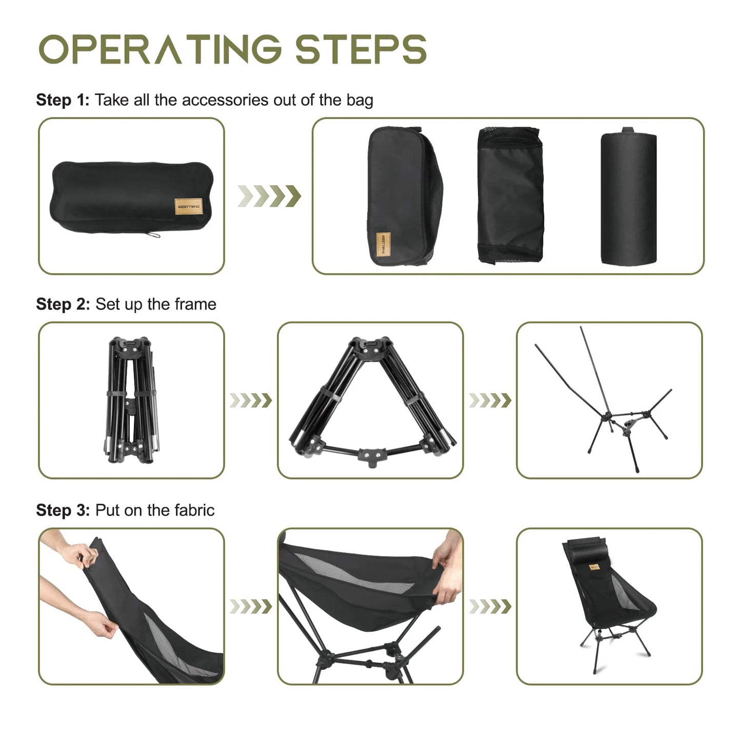 WestTune Folding Camping Chairs With Headrest And Storage Bag Lightweight For Outdoor Camping Hiking Travel Beach Sports