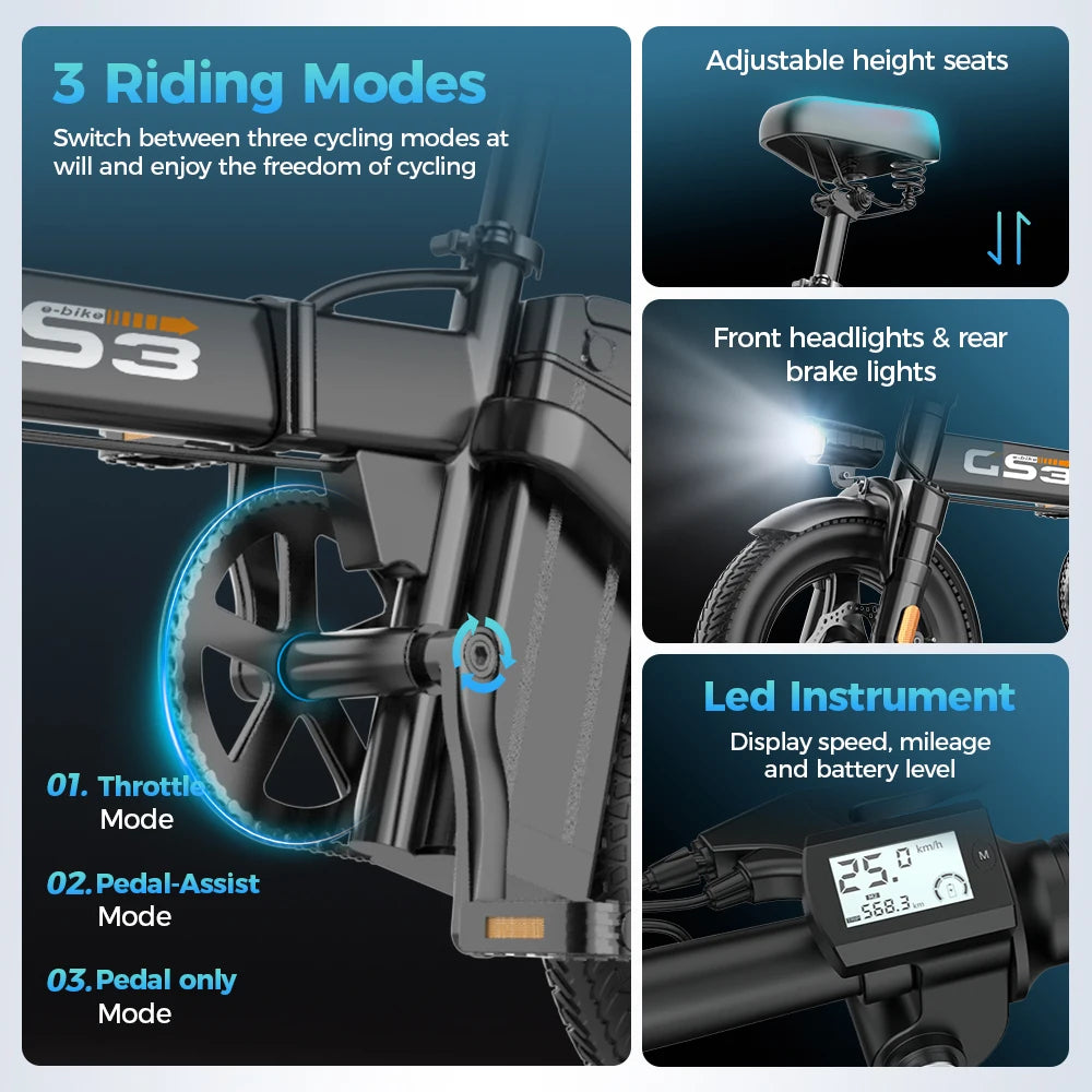 Toofly GS3 Folding Electric Bicycle 250W Motor 48V Battery