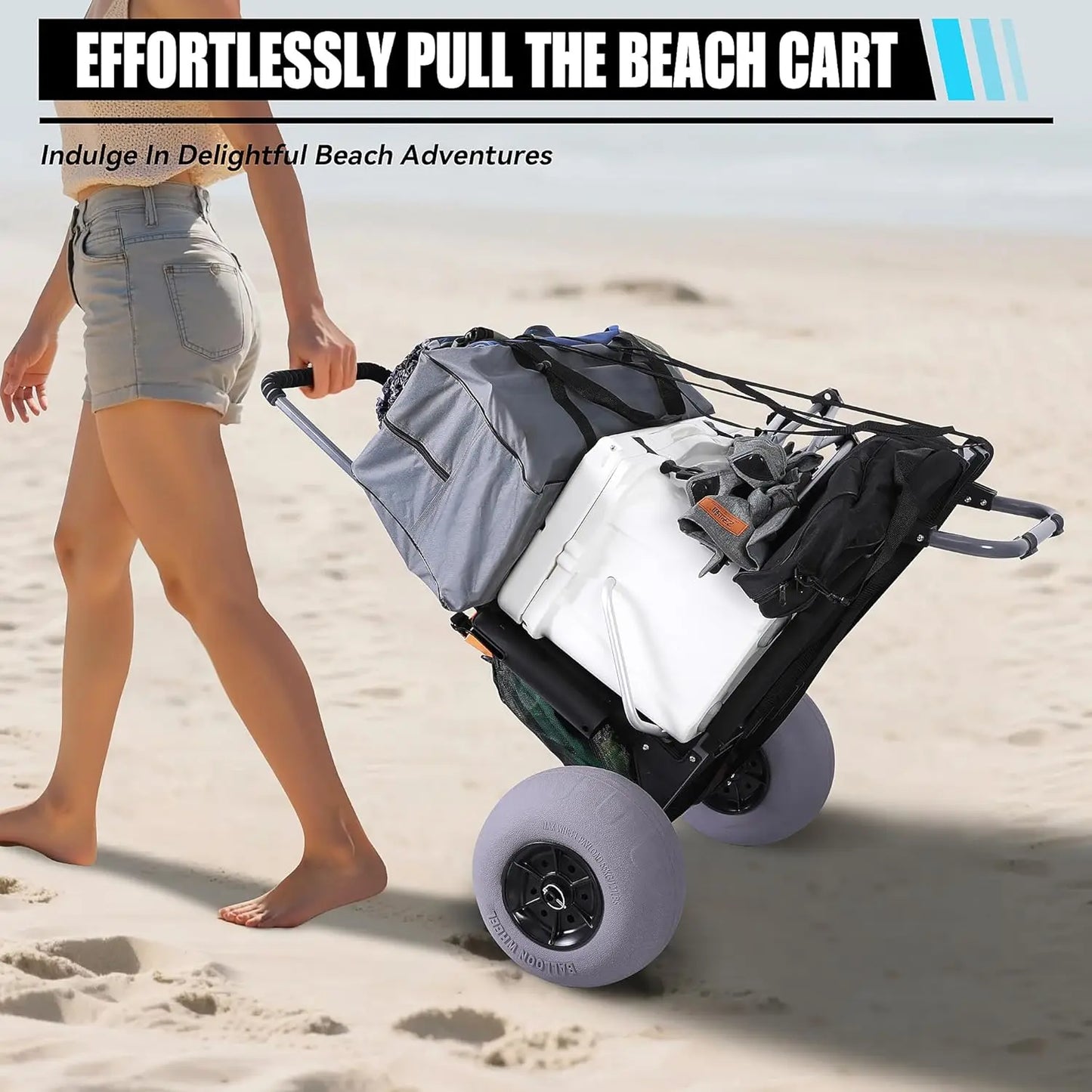 Tourfun Beach Dolly Cart Foldable Trolley With Wheels