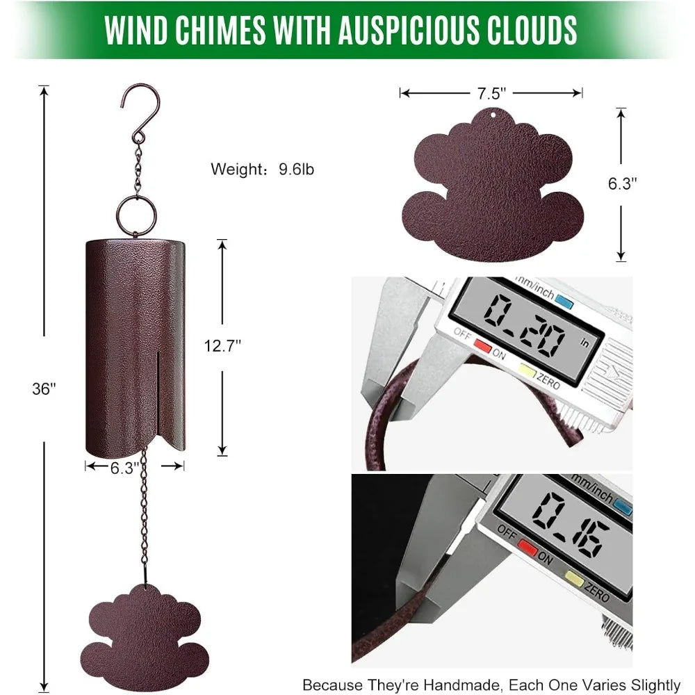 FengShui Wind Chimes with Auspicious Clouds,36 inch Copper Vein Large Wind Chimes for Outside Deep Tone,Deep Resonance Serenity